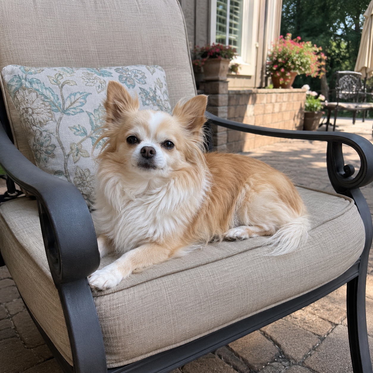 Chihuahua curled up and resting in a cozy round dog bed